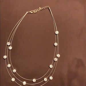 Silver layered Rhinestone Necklace